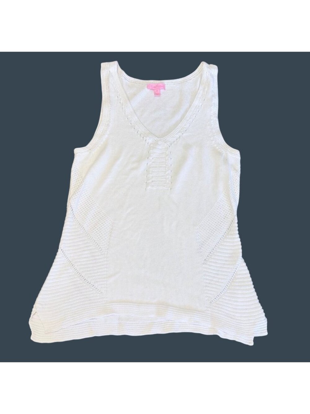 Lilly Pulitzer White Knit Sleeveless Coco Tank Top Womens M resort